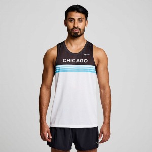 Saucony Chicago Stopwatch Singlet Miesten Hihaton Paita Valkoinen | Suomi S47361-M57