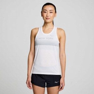 Saucony New York Stopwatch Singlet Naisten Hihaton Paita Valkoinen | Suomi S78365-X43