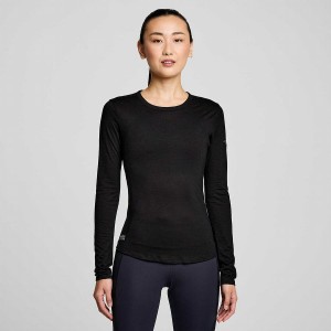 Saucony Peregrine Merino Long Sleeve Naisten T Paidat Mustat | Suomi S93082-M10