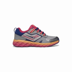 Saucony Tuuli Shield 2.0 Sneaker Lasten Juoksukengät Harmaat Pinkki Laivastonsininen | Suomi S68754-P64