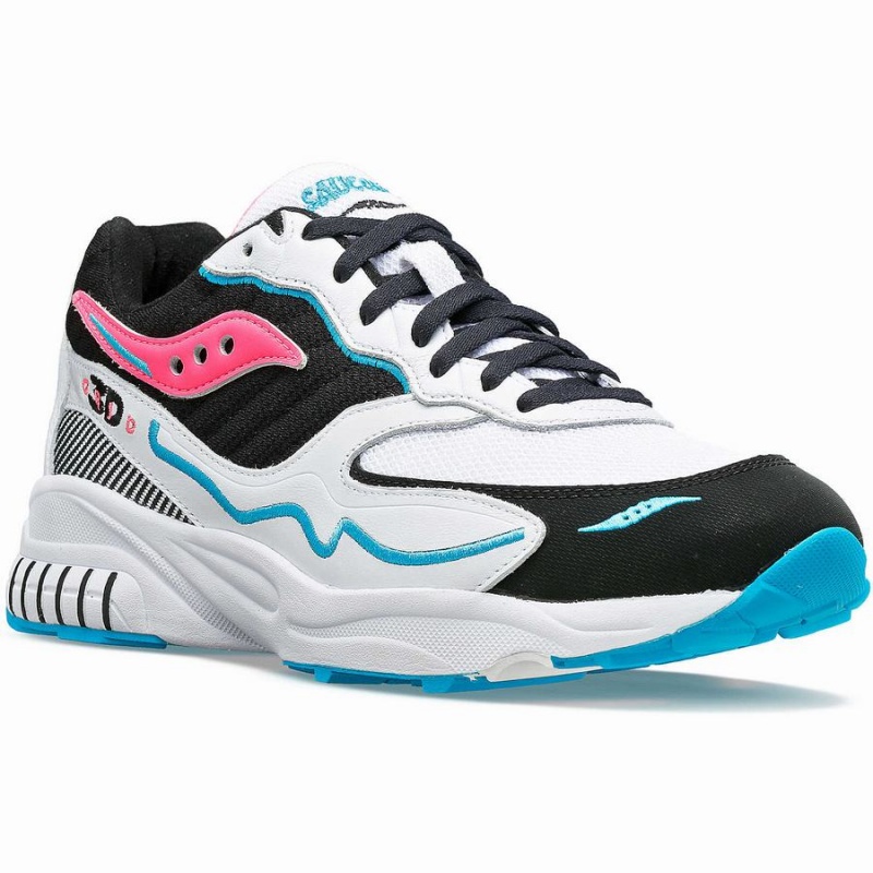 Saucony 3D Grid Hurricane Miesten Tennarit Valkoinen Mustat Pinkki | Suomi S49732-Q32