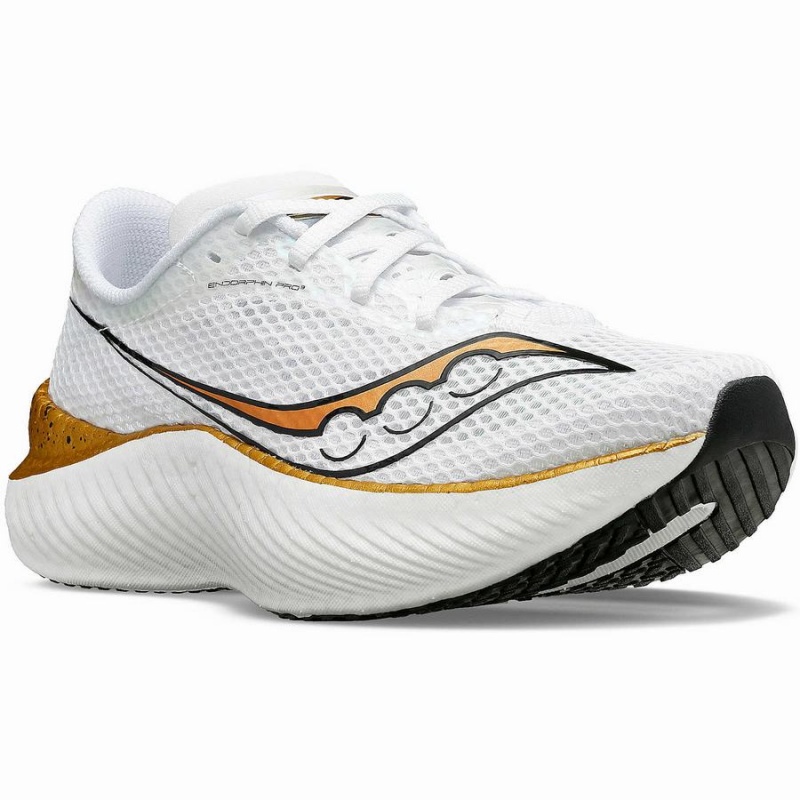 Saucony Endorphin Pro 3 Miesten Juoksukengät Valkoinen Kultaiset | Suomi S90618-J18