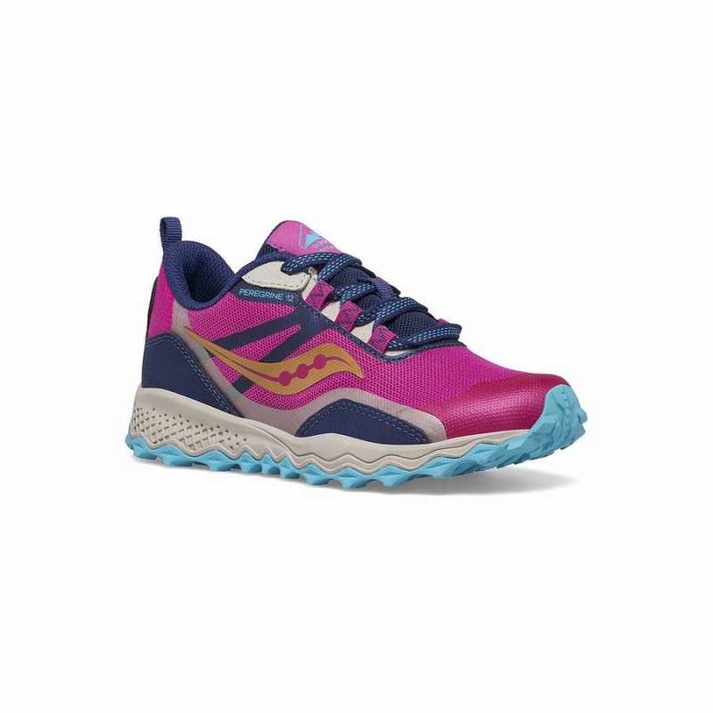 Saucony Peregrine 12 Shield Sneaker Lasten Juoksukengät Laivastonsininen Turkoosi Pinkki | Suomi S60579-R06